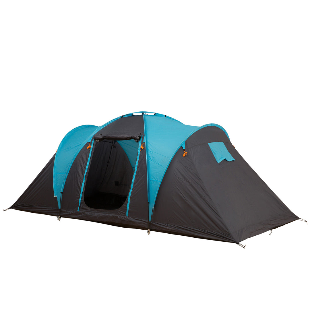 4-Person Outdoor Steel Frame Camping Tent Blue