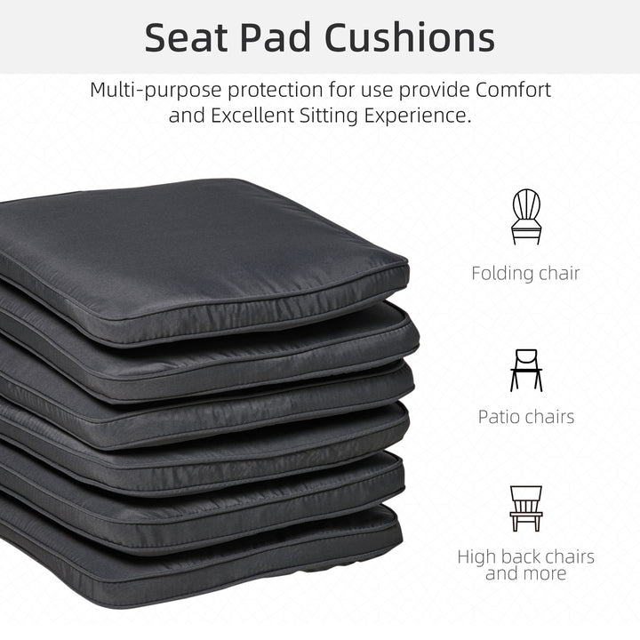 Set of 6 Chair Cushion Seat Pads Dining Chair w/ Straps Indoor Outdoor Removable Tie On Garden Patio Grey
