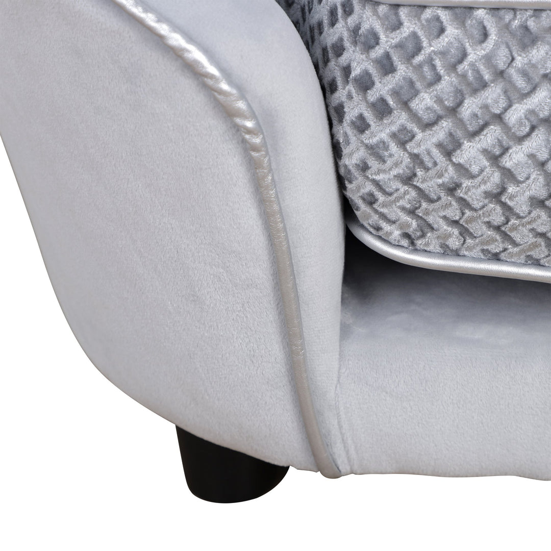 Pet Sofa Couch Small Sized Dog Various Cat Soft Plush Sponge Cushioned Bed Lounge Gray