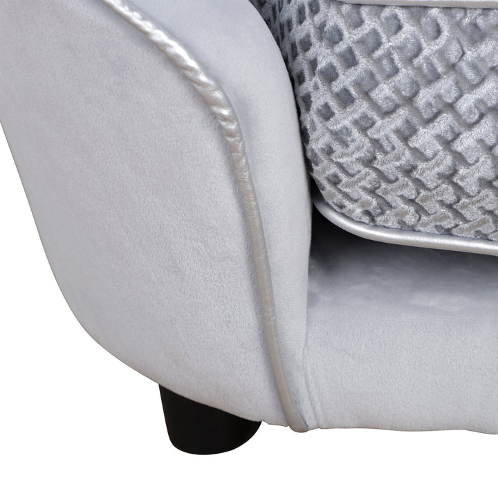 Pet Sofa Couch Small Sized Dog Various Cat Soft Plush Sponge Cushioned Bed Lounge Gray
