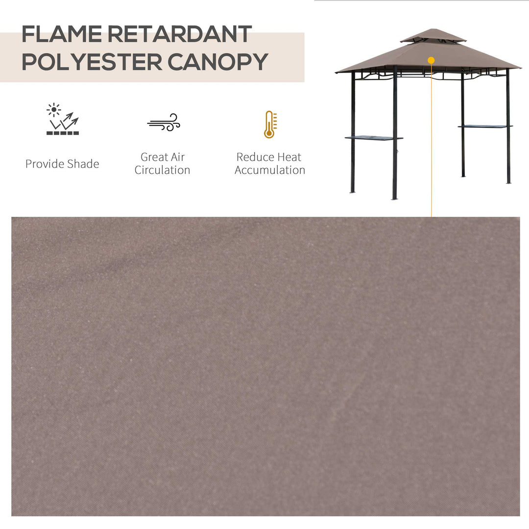 Outsunny 8 ft New Double-Tier BBQ Gazebo Grill Canopy Barbecue Tent Shelter Patio Deck Cover - Coffee