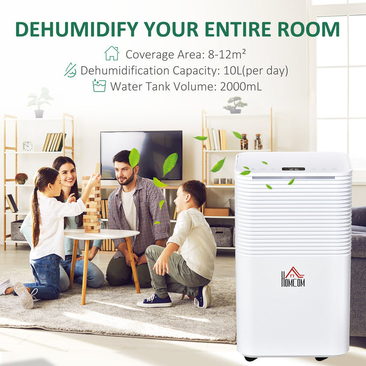 Portable Quiet Electric Dehumidifier with 3 Modes-White