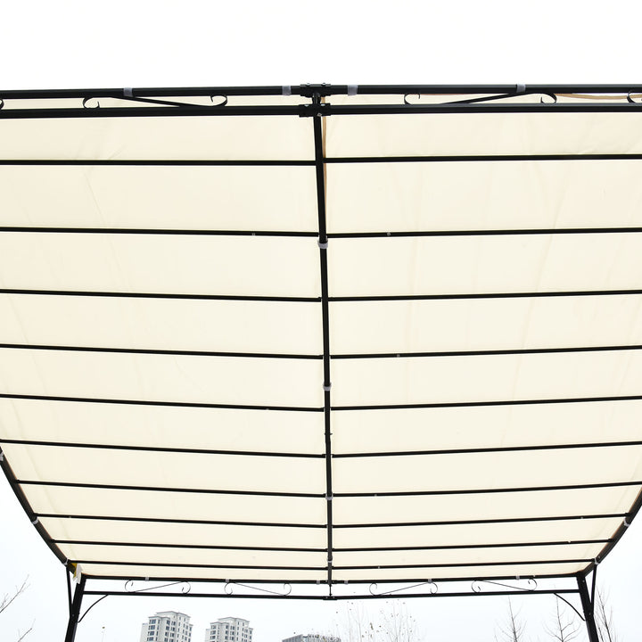 Elegant Pergola Gazebo Metal Frame Elegant Scrolling Weather-Resistant Canopy Sun Rain Shade Garden Outdoor Shelter 3x3(m), Cream White