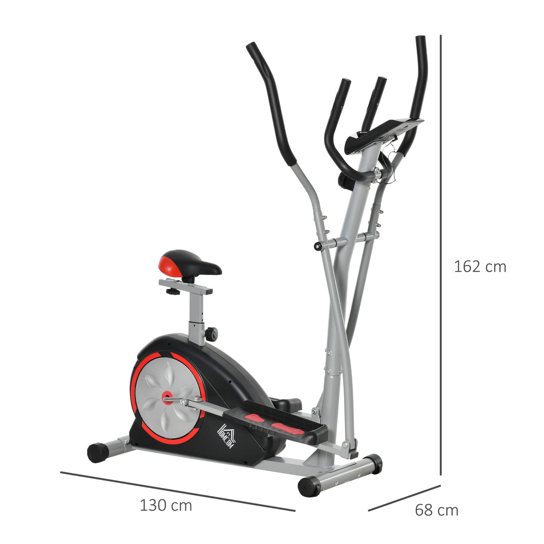 Elliptical Trainer Cardio Workout Exercise Bike Cross Trainer with 6KG Flywheel, Magnetic Resistance, LCD Digital Monitor, Black