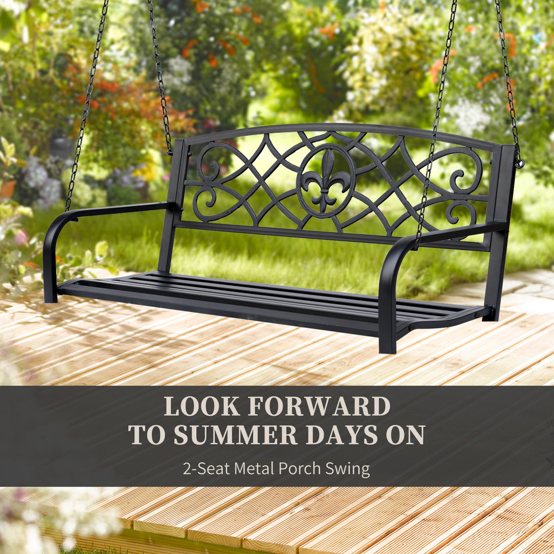 Outdoor Porch Swing Seat Bench with Chains for the Yard, Deck, & Backyard, Black