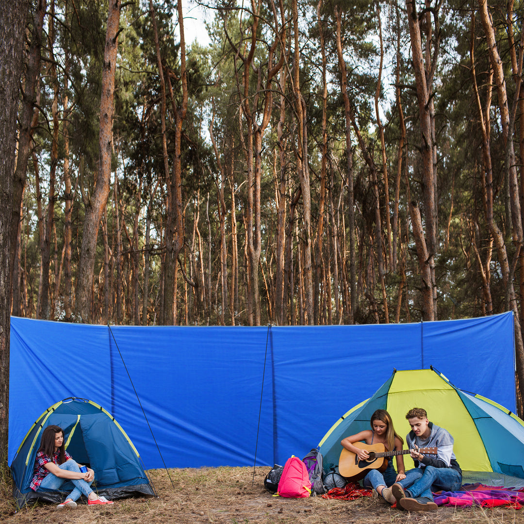 Camping Windbreak with Carry Bag and Steel Poles, Privacy Wall, 540cm x 150cm