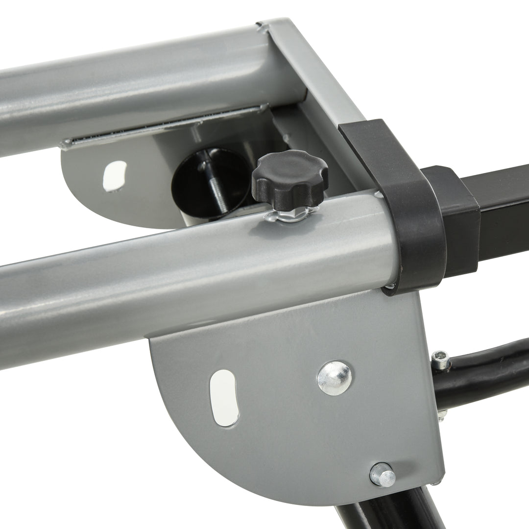 DURHAND Miter Saw Stand with Extensions, Sawhorse for Cutting Logs, Foldable with Wheels Max Load 150 Kg, Black and Grey