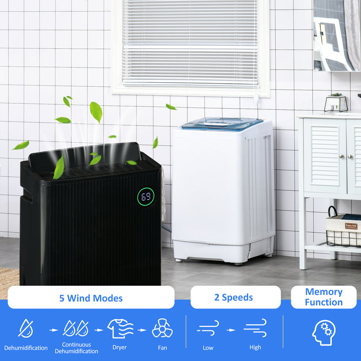 5500mL Portable Dehumidifier with Air Purifier, UVC, Ioniser, 24H Timer, 5 Modes, 16L/Day, for Home Laundry, Black