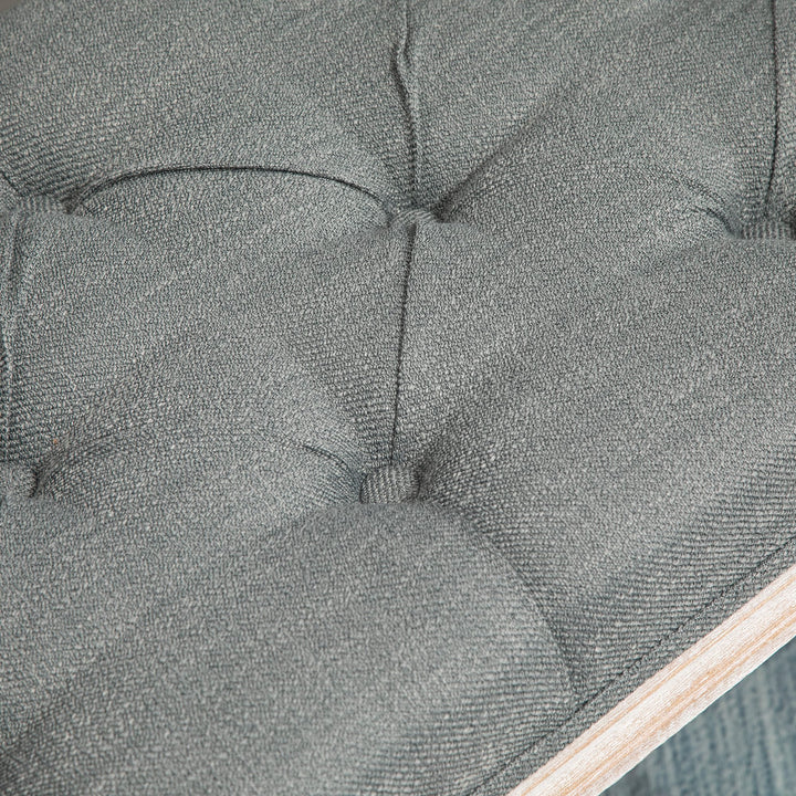 Accent Bench Tufted Upholstered Foot Stool Linen-Touch Fabric Ottoman, Grey
