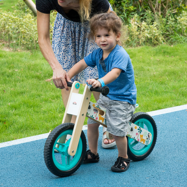 Kids Balance Bike 12 Inch Wooden for 3-6 Years Boys Girls, White