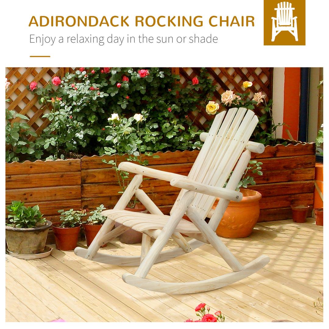 Adirondack Chair Cedar Wood Ergonomic Rocking Chair Porch Rocker Garden Traditional - Burlywood