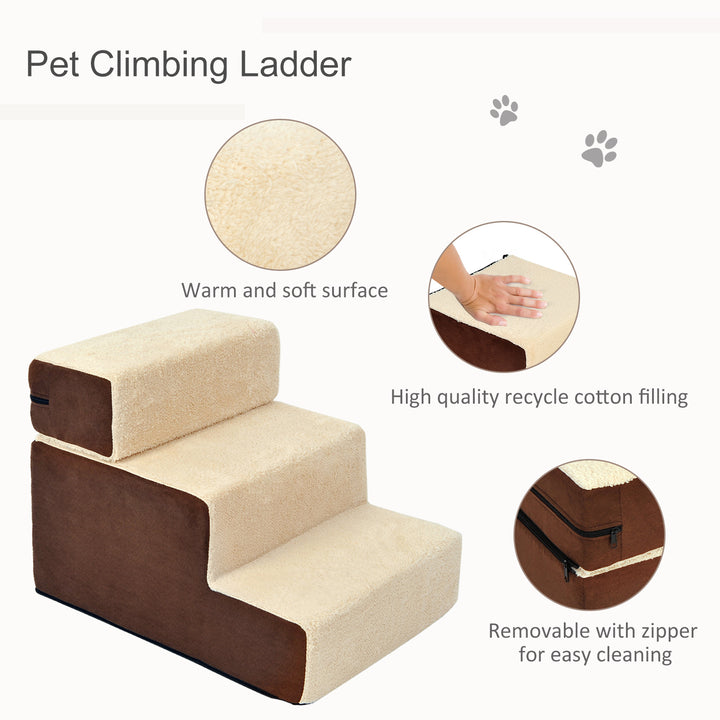 Deluxe Pet Stairs 3 Steps Dog Cat Soft Padded Covered Staircase
