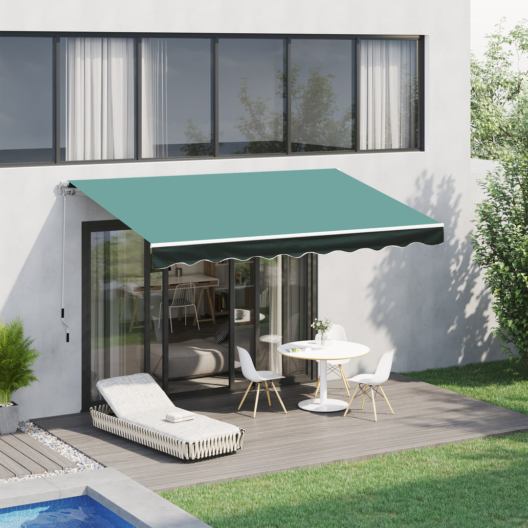 3x2.5 m Sun Shade Canopy Garden Patio Manual Retractable Awning Canopy Sun Shade Shelter, 3x2.5 m-Dark Green