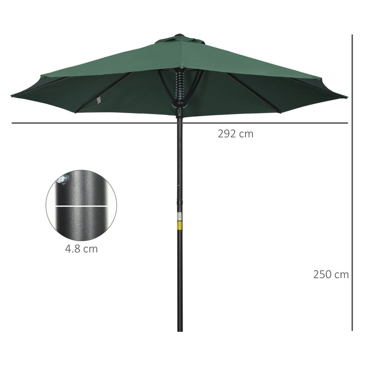 Garden Parasol Umbrella, Outdoor Market Table Umbrella Sun Shade Canopy with 8 Ribs, Green