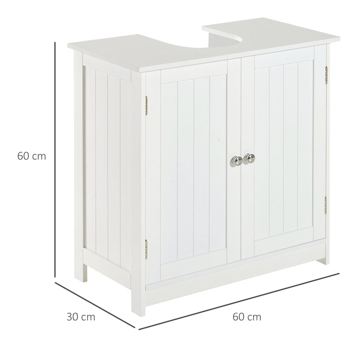 Under Sink Bathroom Storage Cabinet 2 Layers Vanity Unit Wooden - White