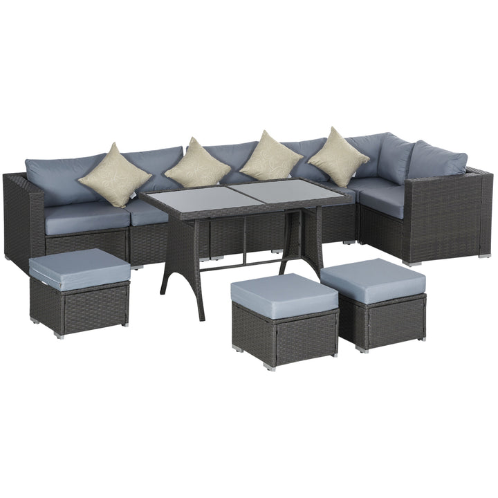 Garden Rattan Corner Dining Sofa Set Furniture w/ Cushions & Pillow