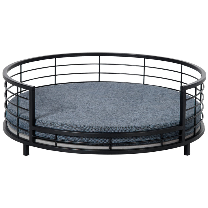 Raised Dog Bed with Soft Cushion, Modern Style Pet Sofa Bed Steel Frame, with Removable Cover, for Small Sized Dogs, Dia. 60 x 20 cm, Black