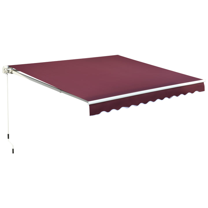 3x4m Garden Patio Retractable Manual Awning Window Door Sun Shade Canopy with Fittings and Crank Handle Wine Red