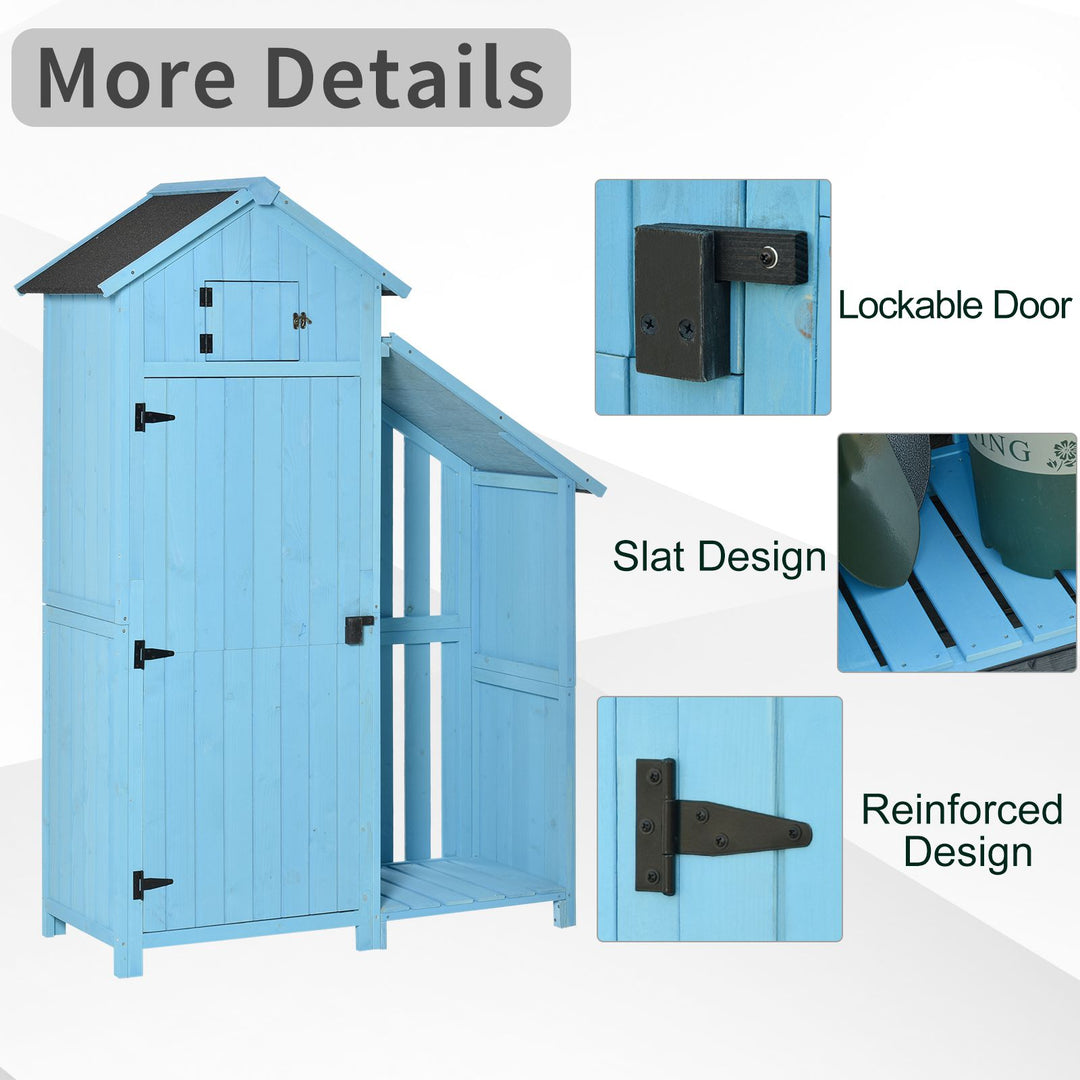 Outsunny Garden Shed Wooden Firewood House Storage Cabinet Waterproof Asphalt Roof Tool Organizer with Lockable Door, 180 x 130 x 55 cm