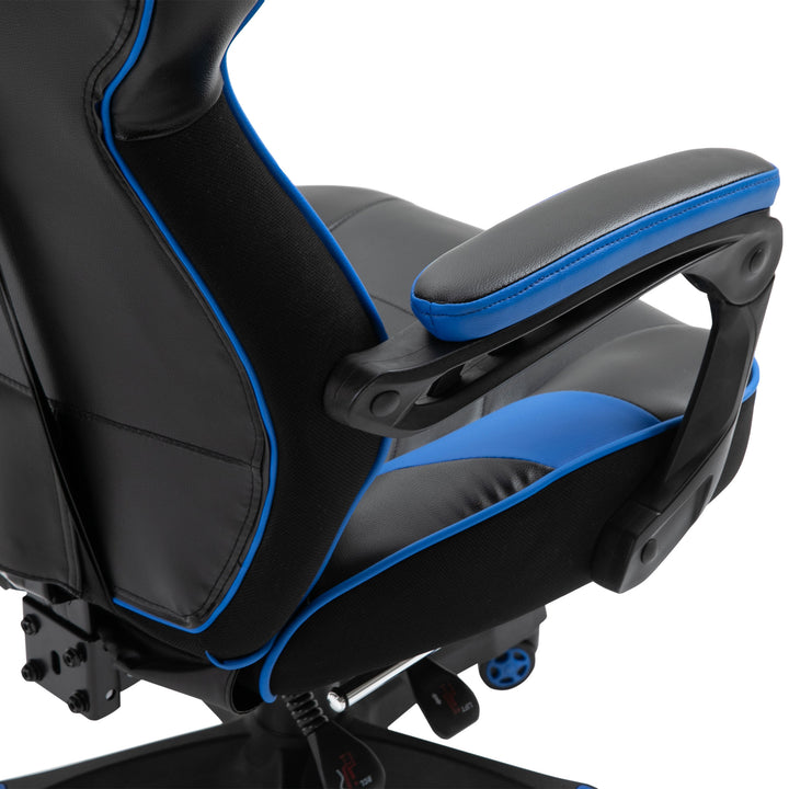Vinsetto Ergonomic Racing Gaming Chair Office Desk Chair Adjustable Height Recliner with Wheels, Headrest, Lumbar Support, Retractable Footrest Blue