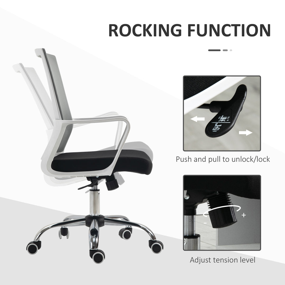Vinsetto Ergonomic Office Chair Adjustable Height Breathable Mesh Desk Chair w/Armrest and 360° Swivel Castor Wheels Black