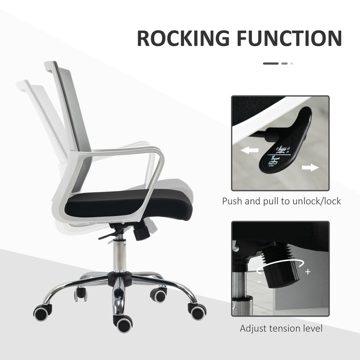 Vinsetto Ergonomic Office Chair Adjustable Height Breathable Mesh Desk Chair w/Armrest and 360° Swivel Castor Wheels Black
