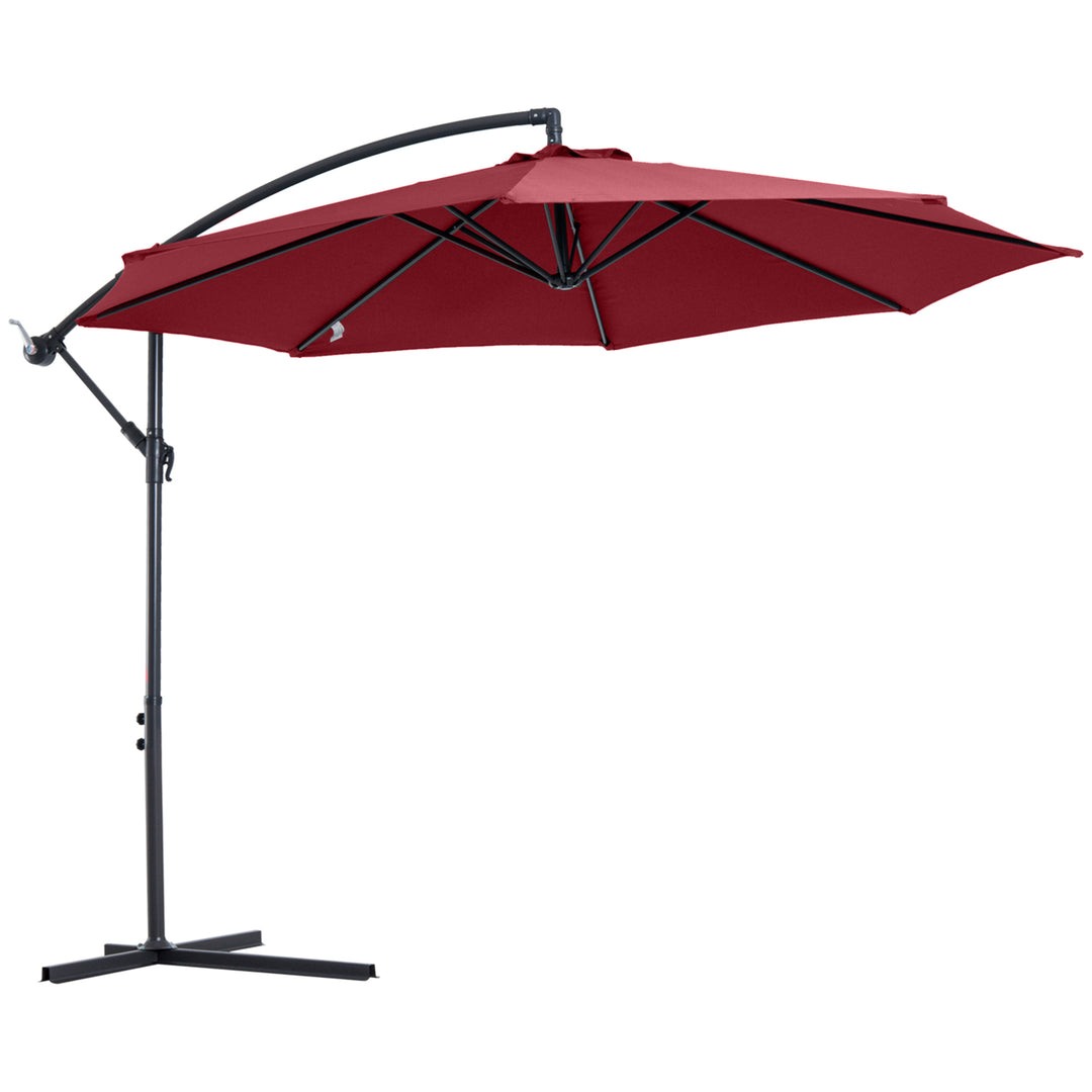 Cantilever Umbrella Parasol Patio Hanging Sun shade Wine Red 3M