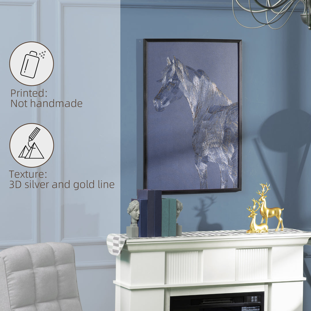 Canvas Wall Art Gold Textured Horse, Wall Picture, 93 x 63 cm