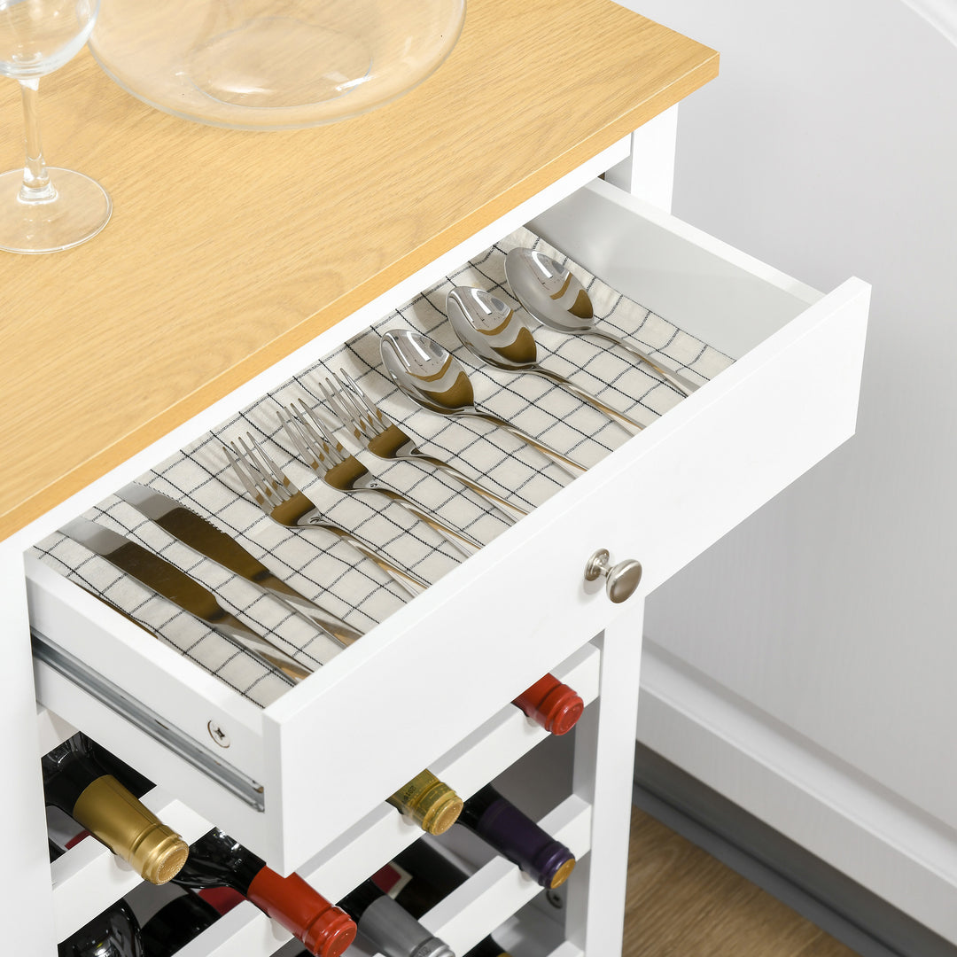 Modern Wine Cabinet Cupboard with 16-Bottle Wine Rack, Kitchen Sideboard with drawer for Living &amp; Dining Room, Home Bar, White