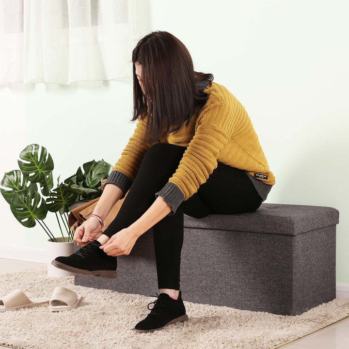 Dark Grey Folding Ottoman
