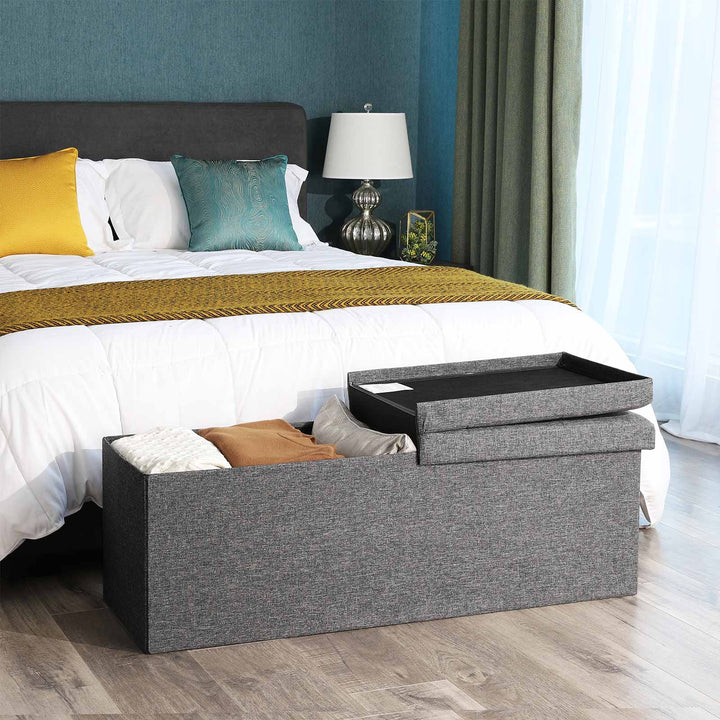 Dark Grey Folding Ottoman