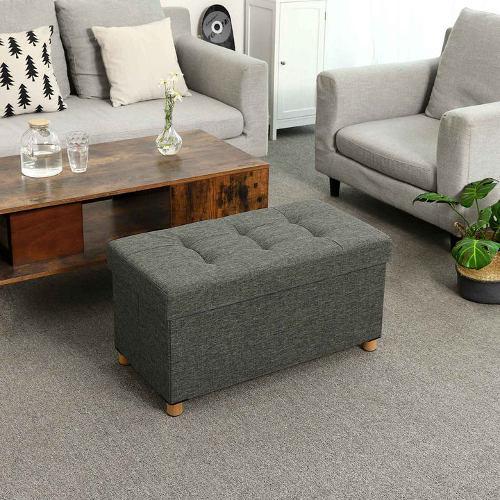 Dark Grey Tufted Ottoman