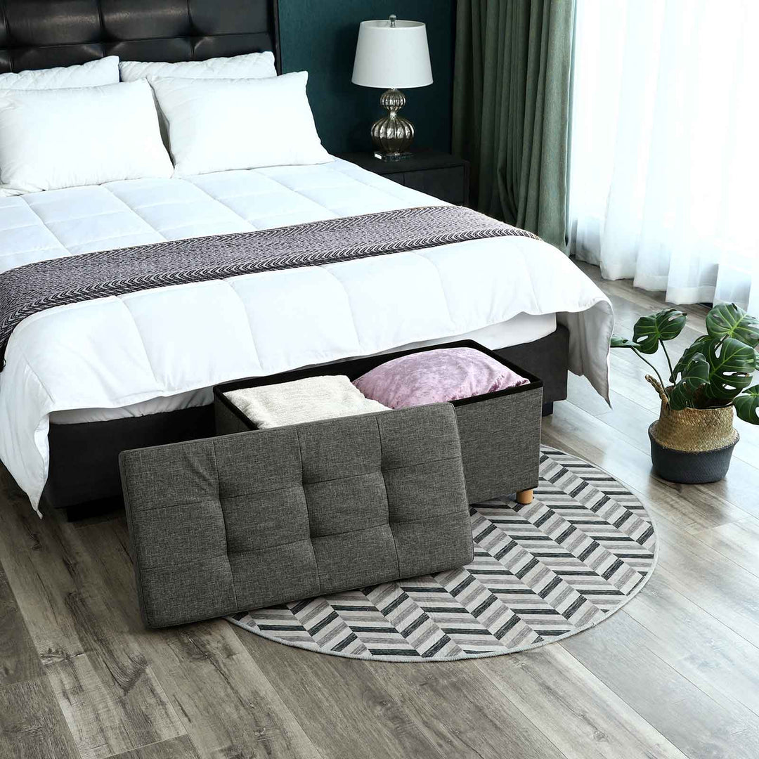 Dark Grey Tufted Ottoman