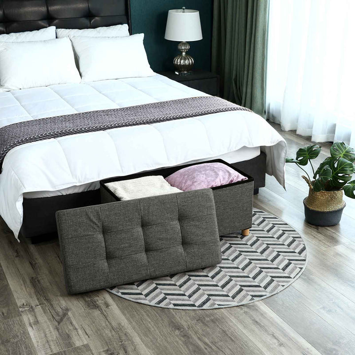 Dark Grey Tufted Ottoman