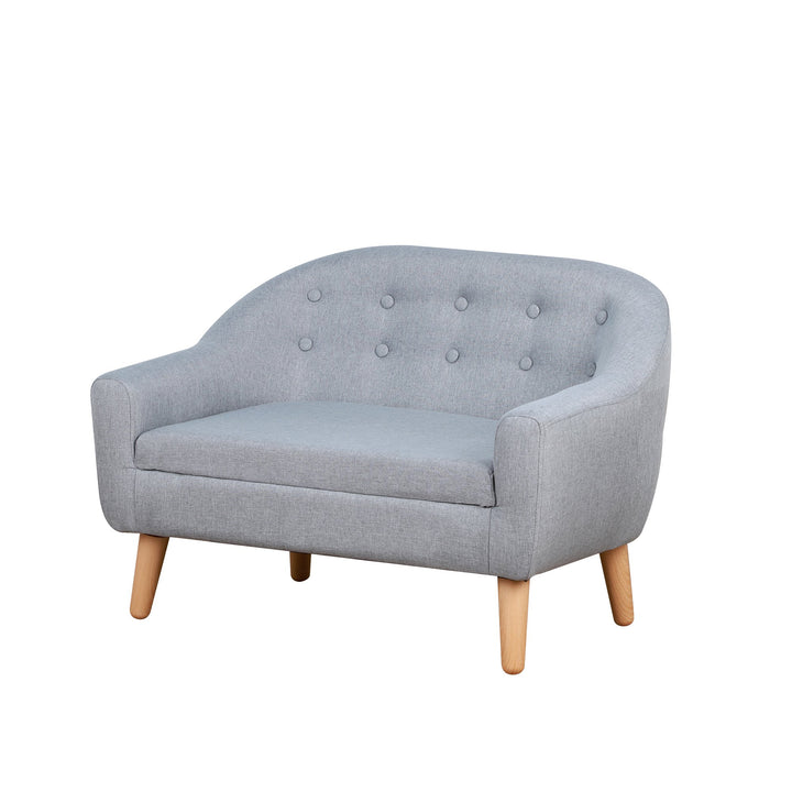 Kids Mini Sofa Children Armchair Seating Chair Bedroom Playroom Furniture Wood Frame Grey