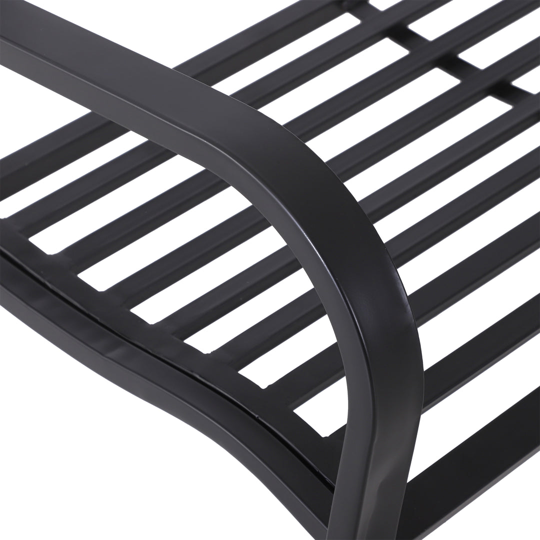2 Seater Outdoor Patio Metal Garden Bench Yard Furniture Porch  Park Chair Loveseat Black 129L x 91H x 50W cm