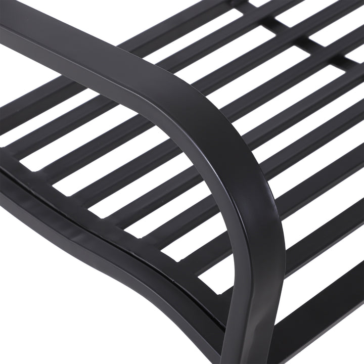 2 Seater Outdoor Patio Metal Garden Bench Yard Furniture Porch  Park Chair Loveseat Black 129L x 91H x 50W cm