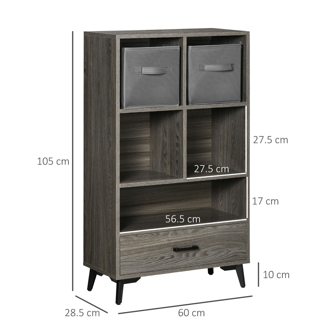 Freestanding Storage Cabinet, Display Cabinet with Storage Drawers, Bookcase for Home Office, Living Room, Closet, Bedroom, Grey