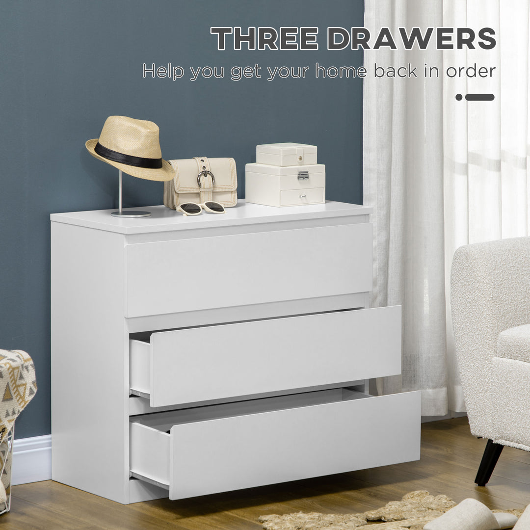 HOMCOM Chest of Drawers, 3-Drawer Storage Organiser Unit for Bedroom, Living Room, White
