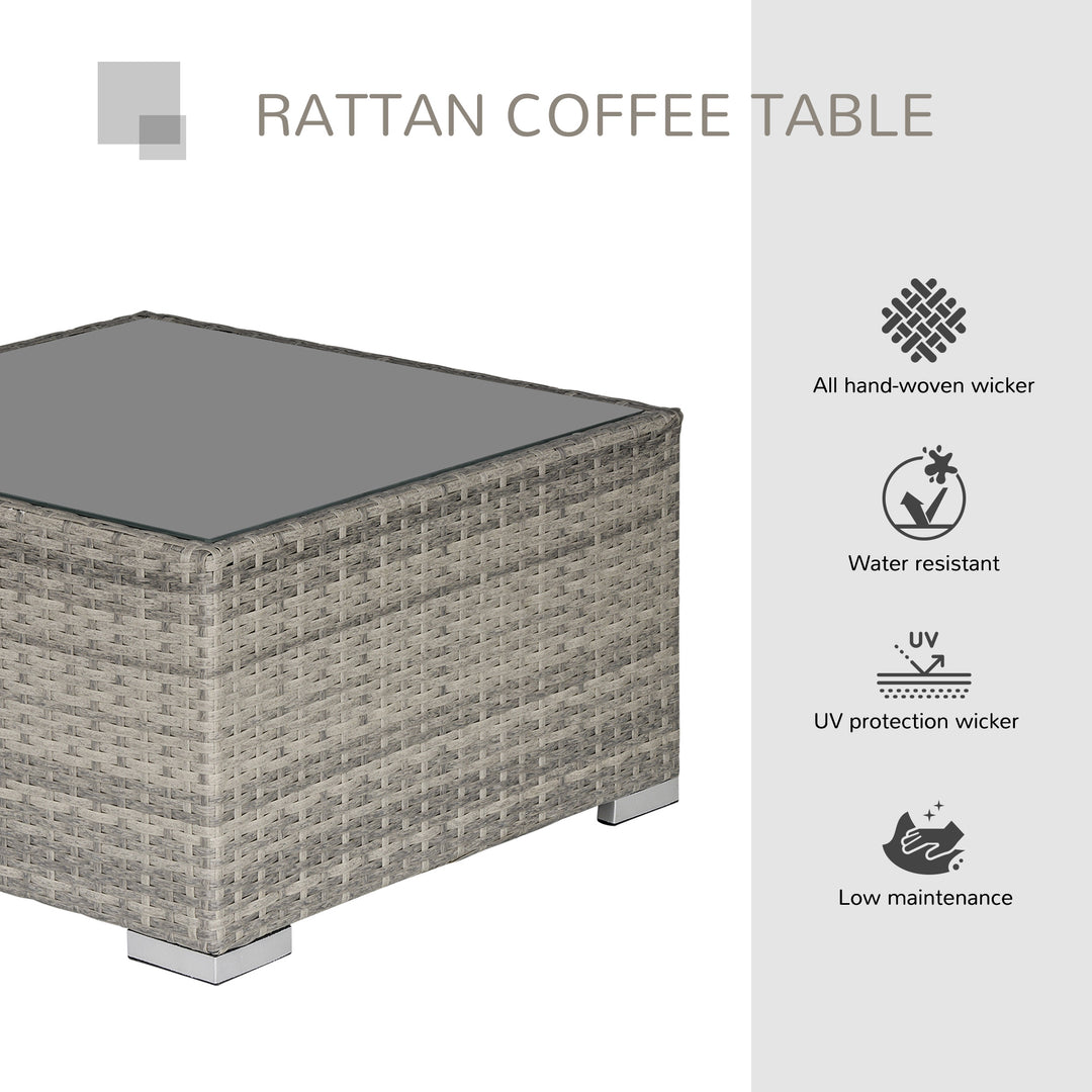 Rattan Wicker Patio Coffee Table Ready to Use Outdoor Furniture Suitable for Garden Backyard Grey