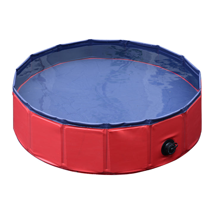 PawHut Pet Swimming Pool, Foldable, 80 cm Diameter-Red