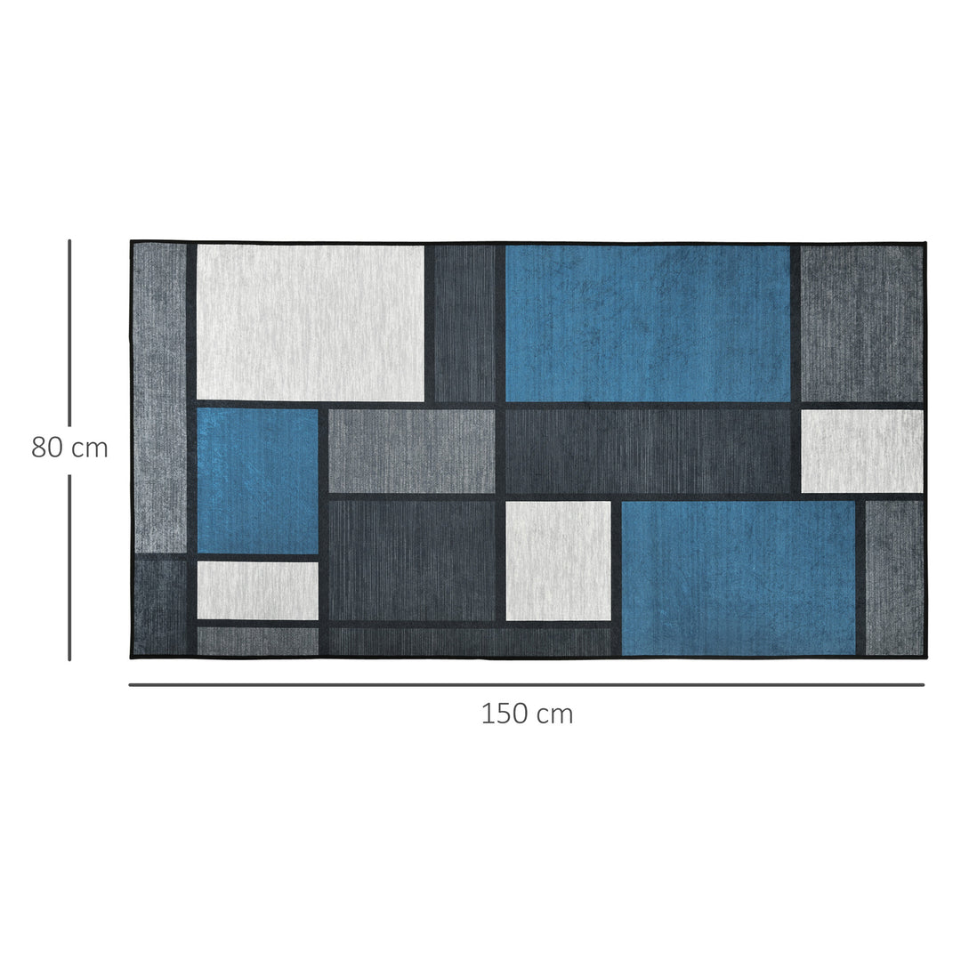 Modern Geometric Rugs, Large Carpet Area Rugs for Living Room, Bedroom, Dining Room, 80x150 cm, Blue and Grey