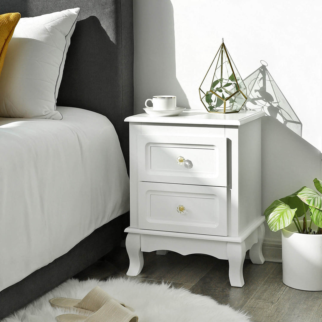 Double White Bedside Tables