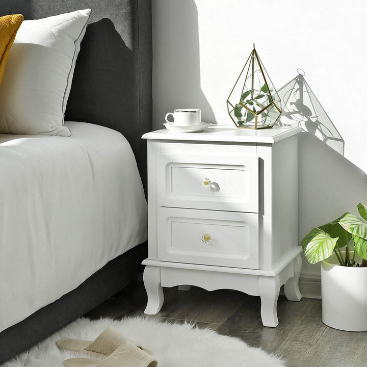 Double White Bedside Tables