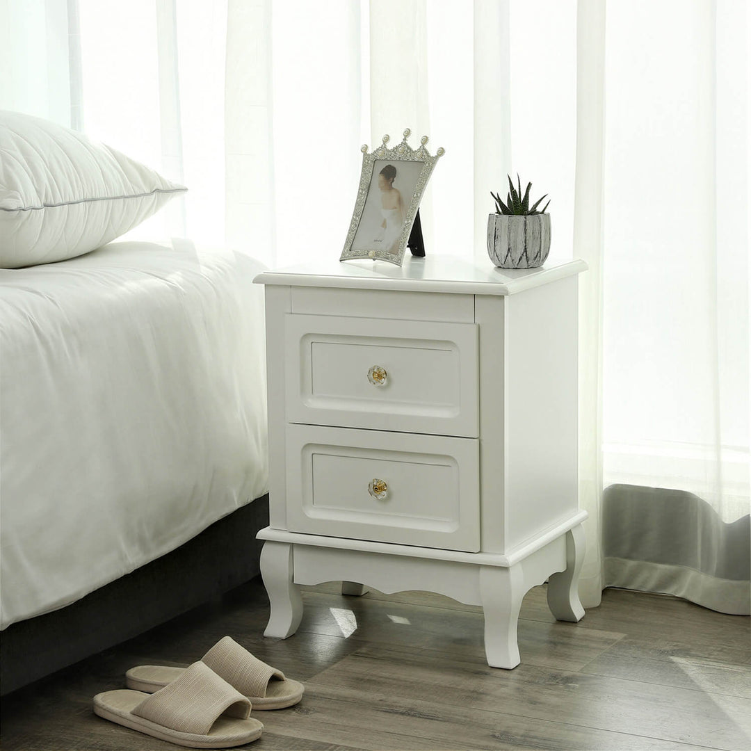 Double White Bedside Tables
