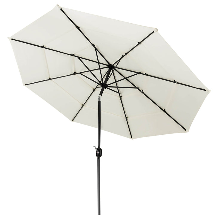 Umbrella with Push Button Tilt and Manual Crank-Beige