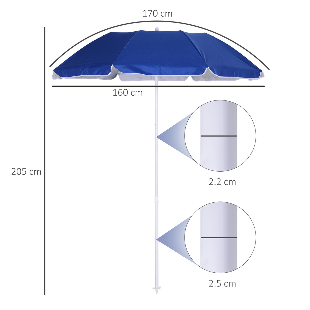 Tilted Steel Frame Beach Parasol- Blue