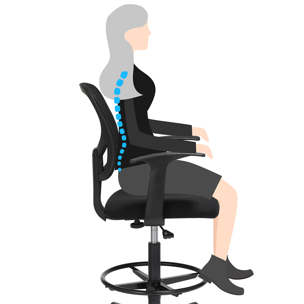 SONGMICS Drafting Stool Chair with Armrest
