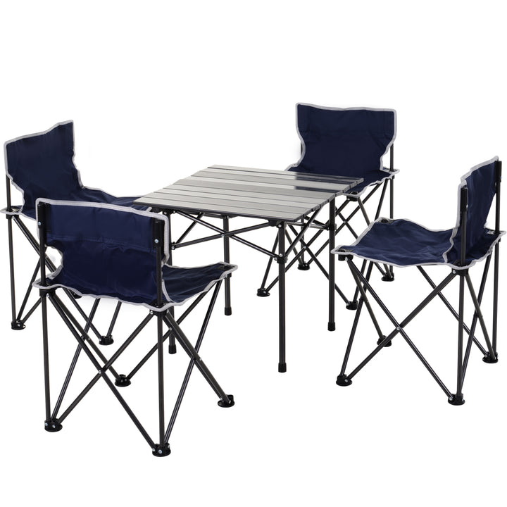 5 Piece Camping Table &amp; Chairs Set with Carrying Bag Foldable Portable Lightweight Compact Aluminium Roll-up Top for picnic