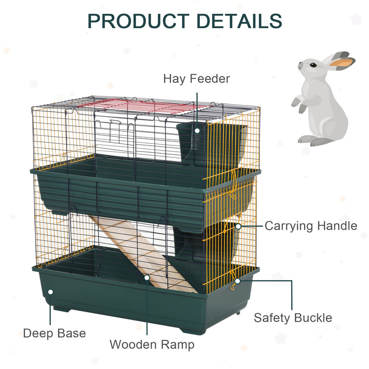 Small Animal Cage Habitat with Accessories 3 Openable Doors 2-Story Large Pet Play House for Chinchillas Puppy Guinea Pig 80 x 44 x 82 cm